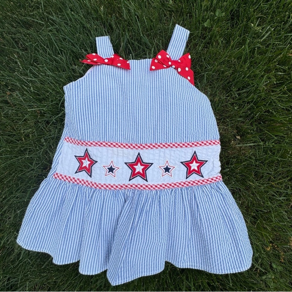 Good Lad Blue and White Striped Dress with Red Accents